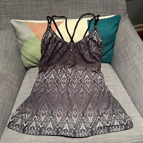 Prana Yoga Top- strappy back black & grey - Picture 1 of 5